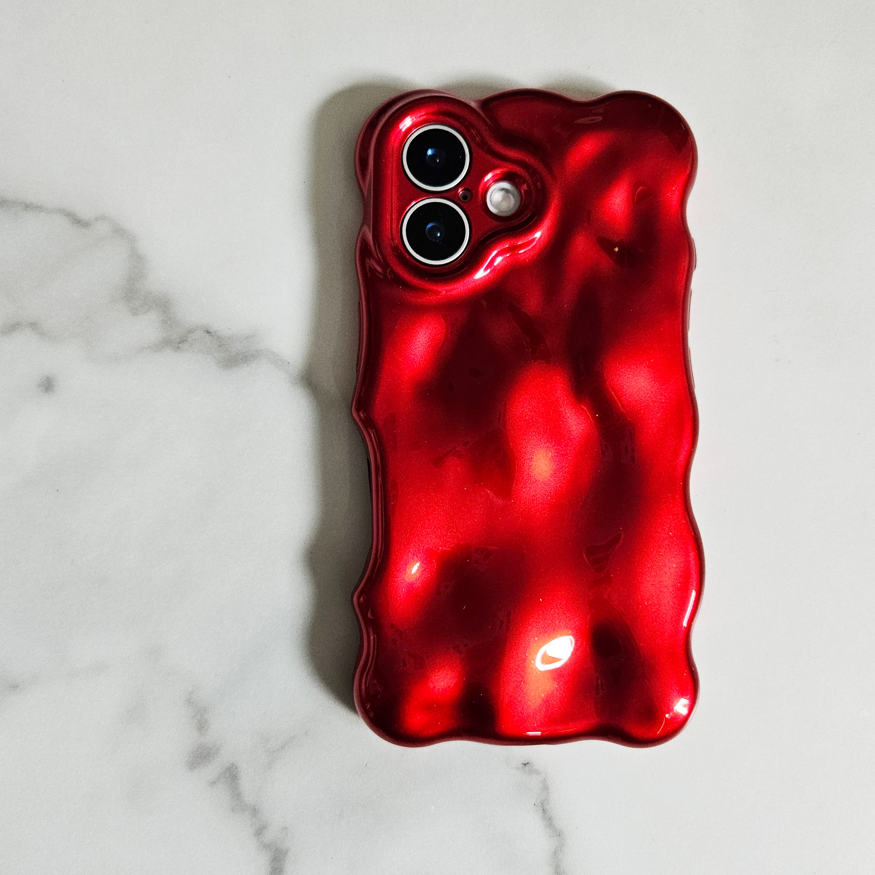 Crimson Red Bubble bubble Textured 3D Phone Case