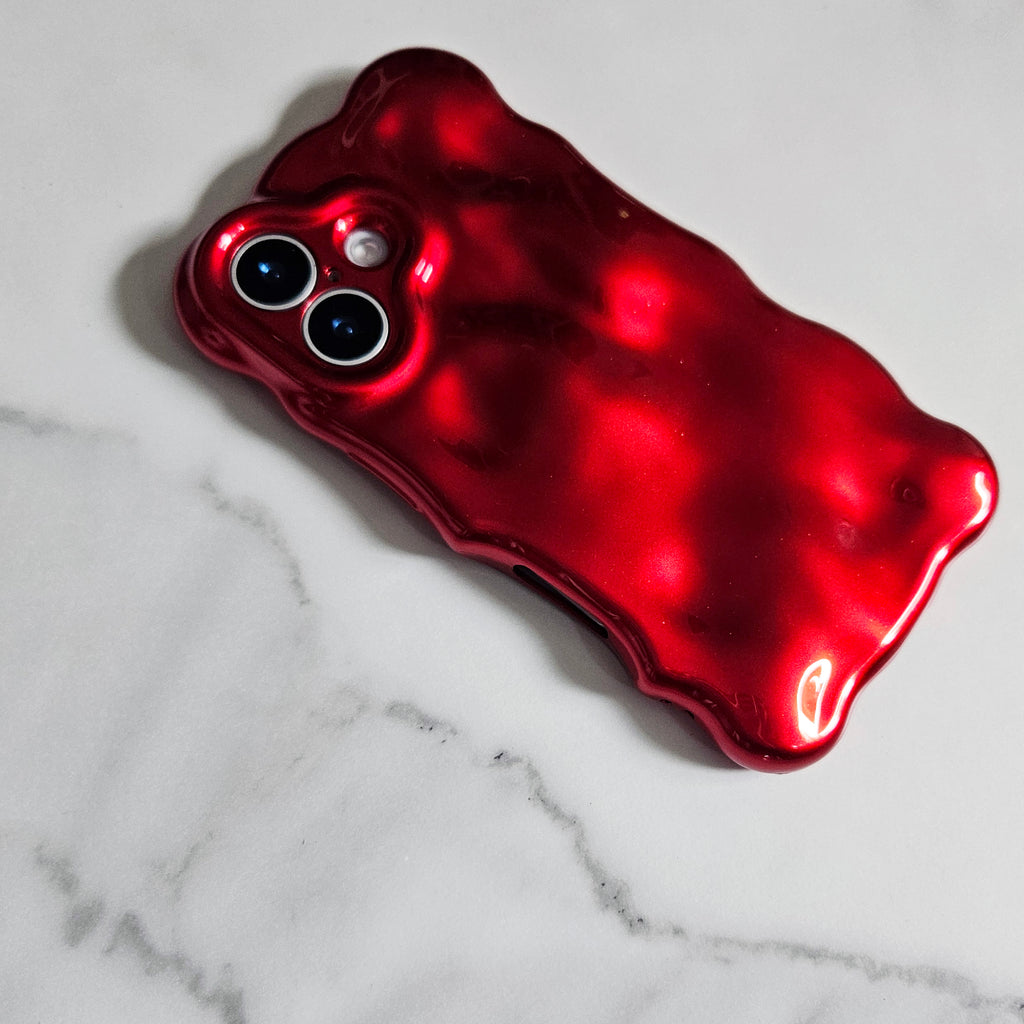 Crimson Red Bubble bubble Textured 3D Phone Case