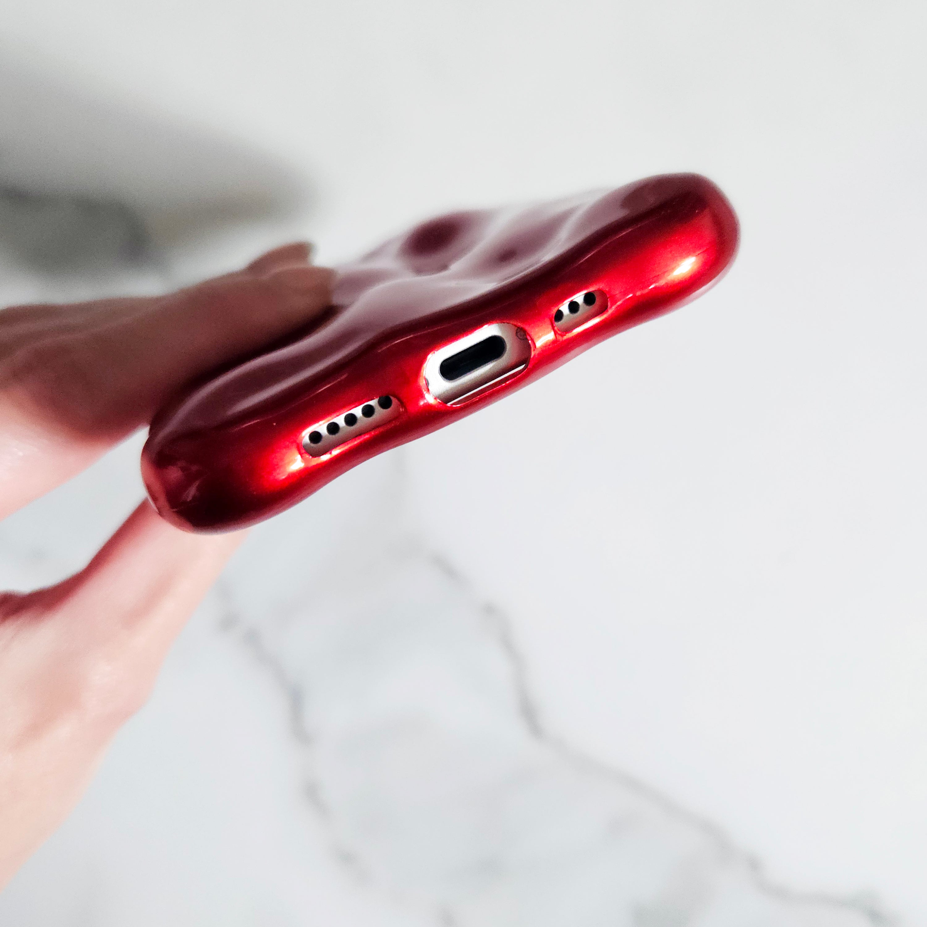 Crimson Red Bubble bubble Textured 3D Phone Case