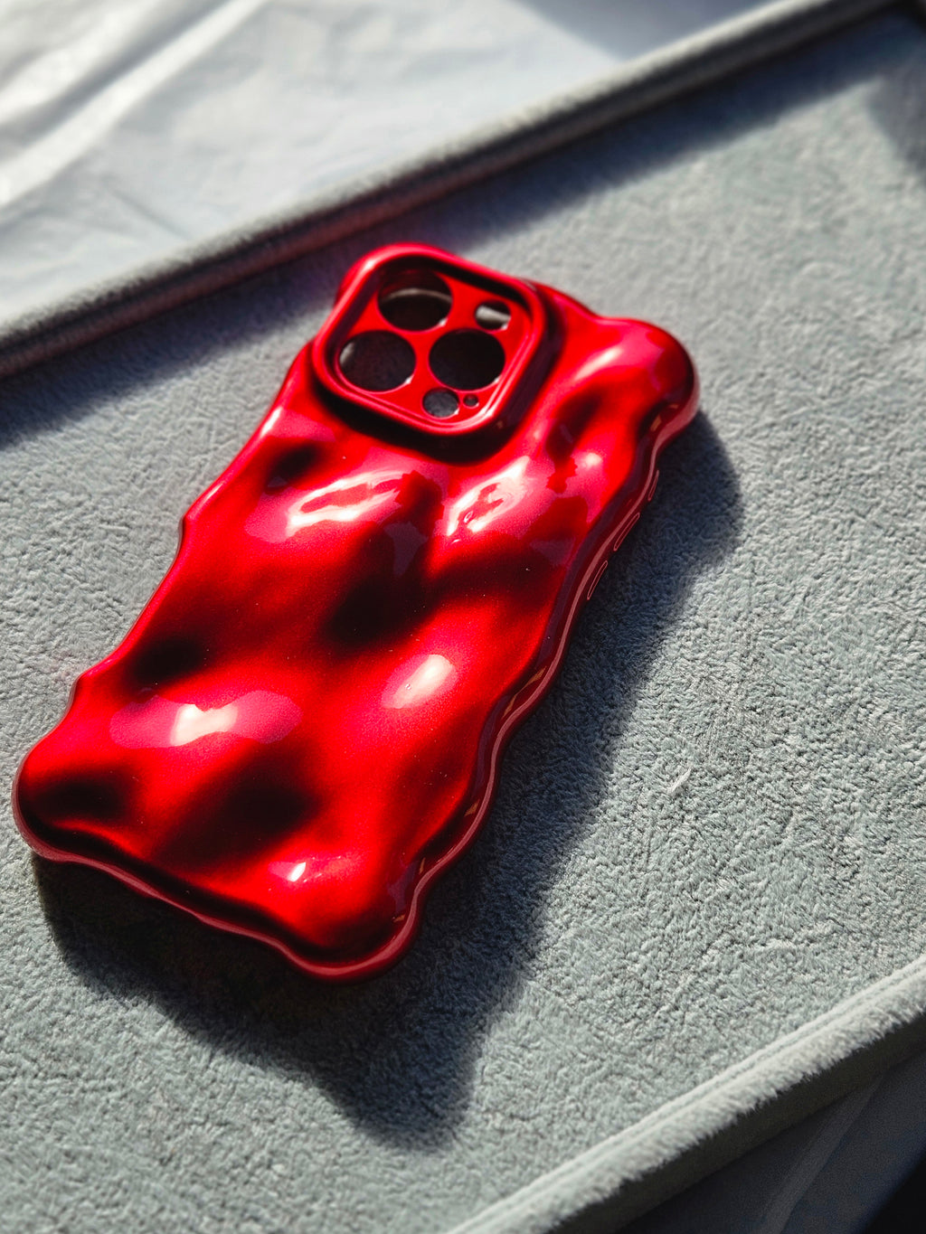 Crimson Red Bubble bubble Textured 3D Phone Case
