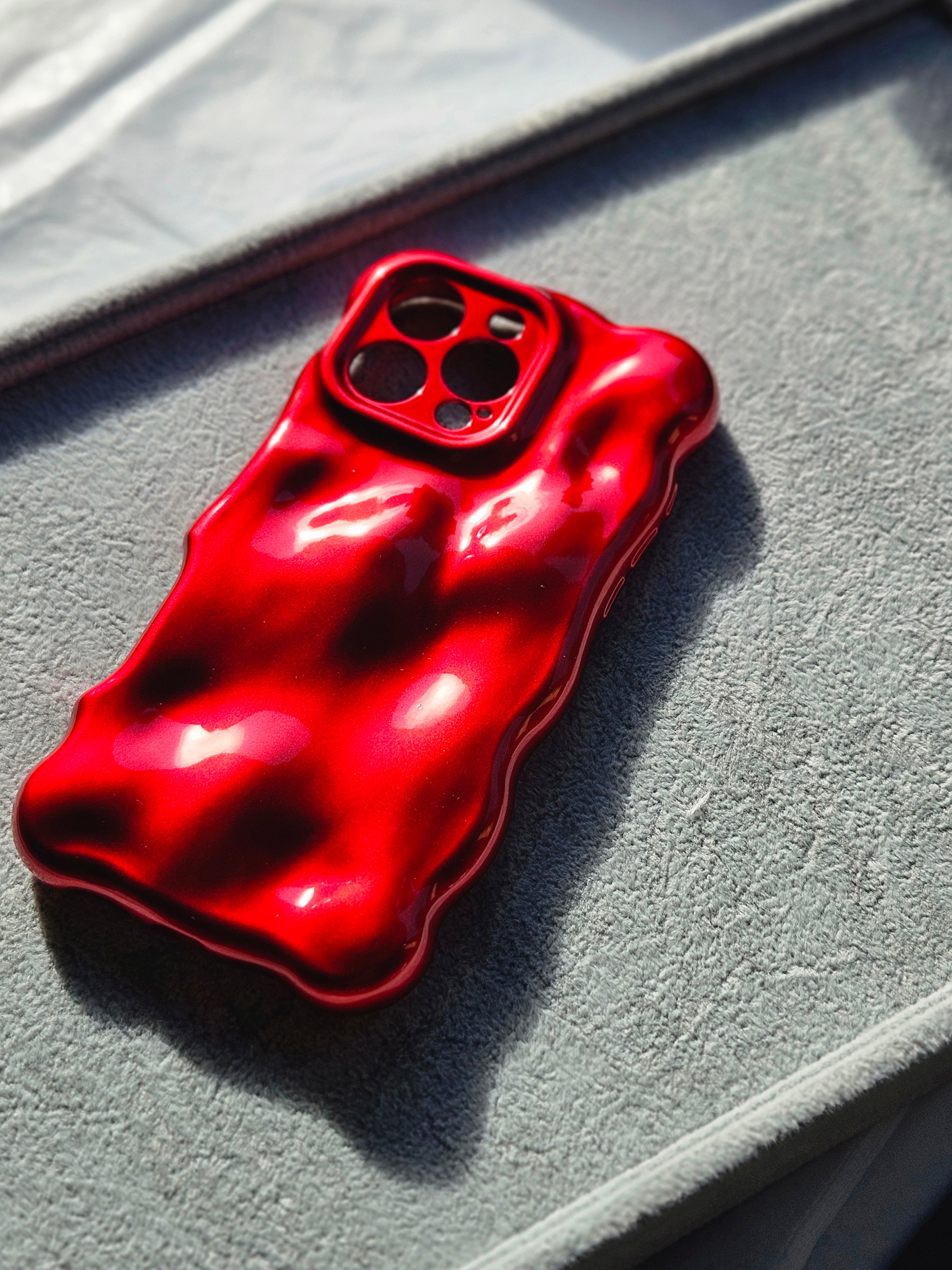 Crimson Red Bubble bubble Textured 3D Phone Case