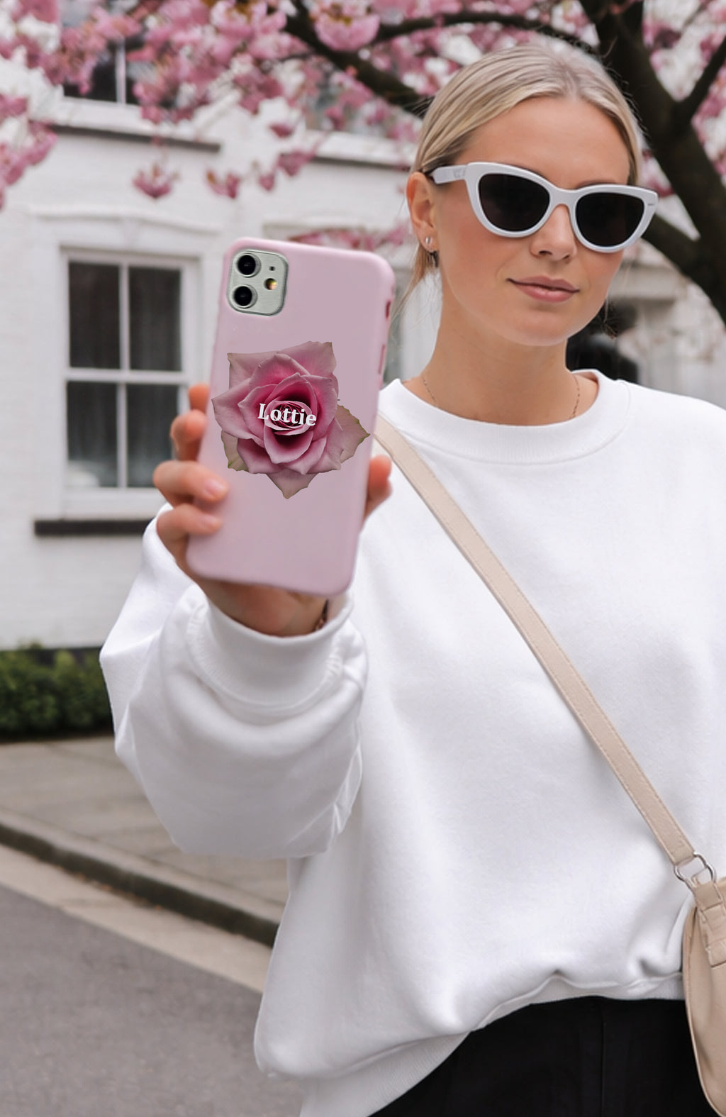 Girly Flora Personalised Pink Rose Phone Case
